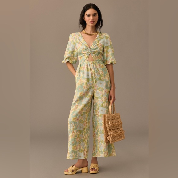 ✨ Anthropologie The Aida Twist-Front Jumpsuit Sz S - Picture 1 of 8